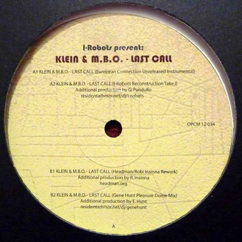 I-Robots Present: Klein & M.B.O. : Last Call (12")