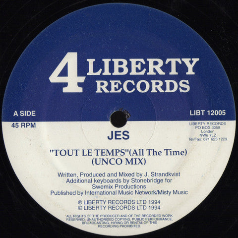 Jes : Tout Le Temps (All The Time) (12")