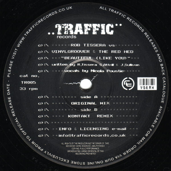 Rob Tissera Vs Vinylgroover & The Red Hed : Beautiful (Like You) (12")