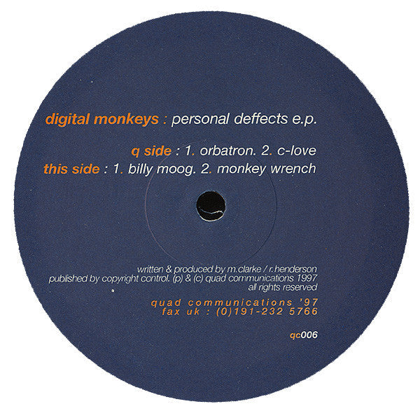 Digital Monkeys : Personal Deffects E.P. (12", EP)