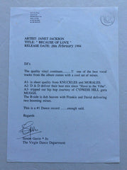 Janet Jackson : Because Of Love (12", Promo)