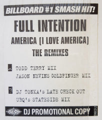 Full Intention : America (I Love America) The Remixes (12", Promo)