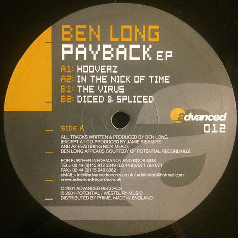 Ben Long : Payback EP (12", EP)