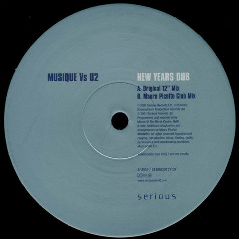 Musique (2) Vs U2 : New Years Dub (2x12", Promo)