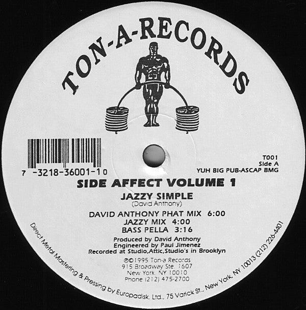 David Anthony : Side Affect Volume 1:  Jazzy Simple (12")