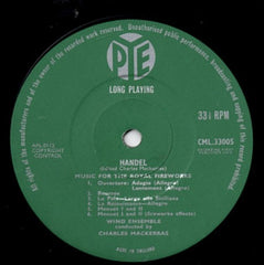 Handel* ; Charles Mackerras* : Music For The Royal Fireworks (Original Version) / Concerto A Due Cori In F Major (LP, Mono)