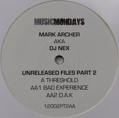 Mark Archer AKA DJ Nex : Unreleased Files Part 2 (12", Ltd, Sig)