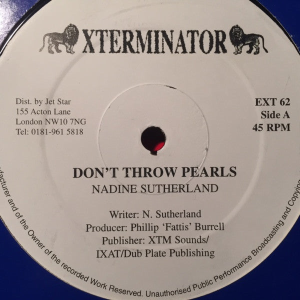 Nadine Sutherland, Pinchers : Don't Throw Pearls / You Never Loved Me (12", Maxi)