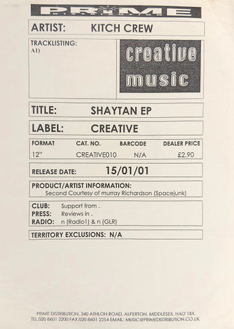 Kitch Crew : Shaytan EP (12", W/Lbl)