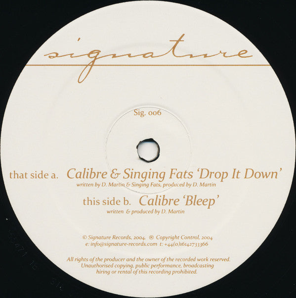 Calibre & Singing Fats : Drop It Down / Bleep (12", RP)