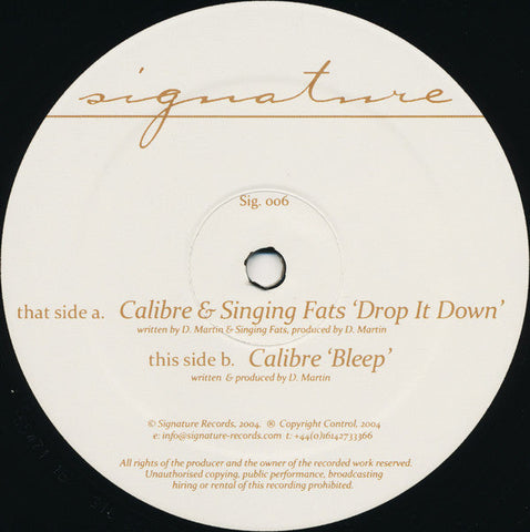 Calibre & Singing Fats : Drop It Down / Bleep (12", RP)