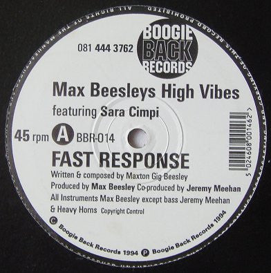 Max Beesley's High Vibes : Fast Response / Journey Through Life (12", Single)