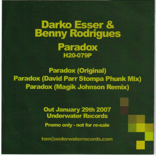Darko Esser & Benny Rodrigues : Paradox (CD, Single, Promo)