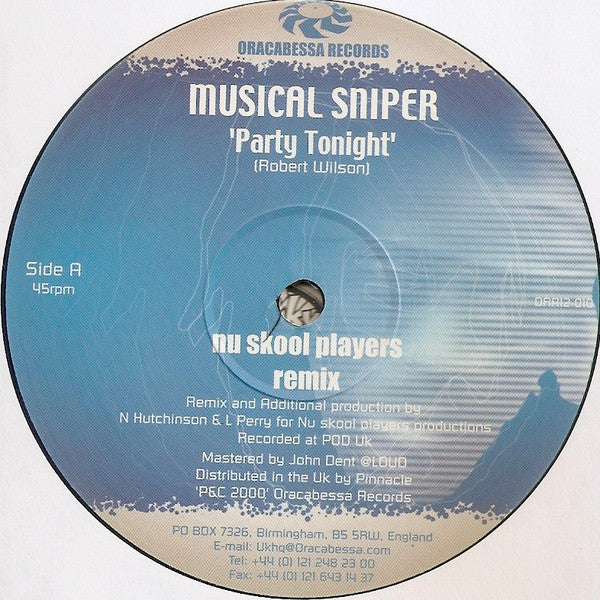 Musical Sniper : Party Tonight / Peace In The Dance (12")