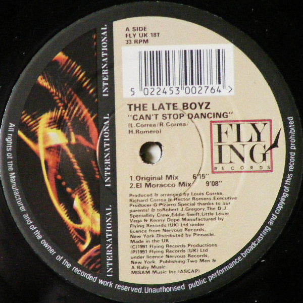The Late Boyz : Can't Stop Dancing (12")