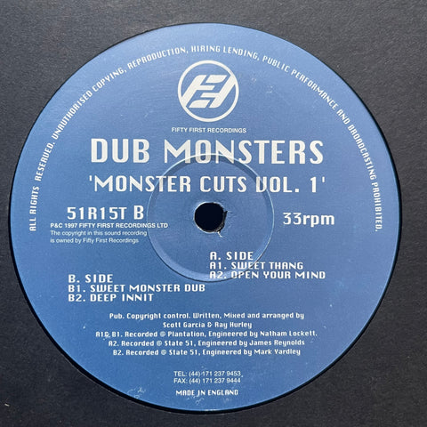 The Dub Monsters ‎– Monster Cuts Vol 1 Fifty First Recordings ‎– 51R15T