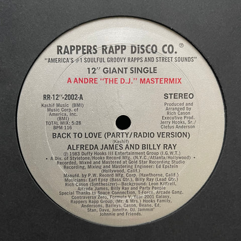 Alfreda James And Billy Ray  - Back To Love RR-12"-2002