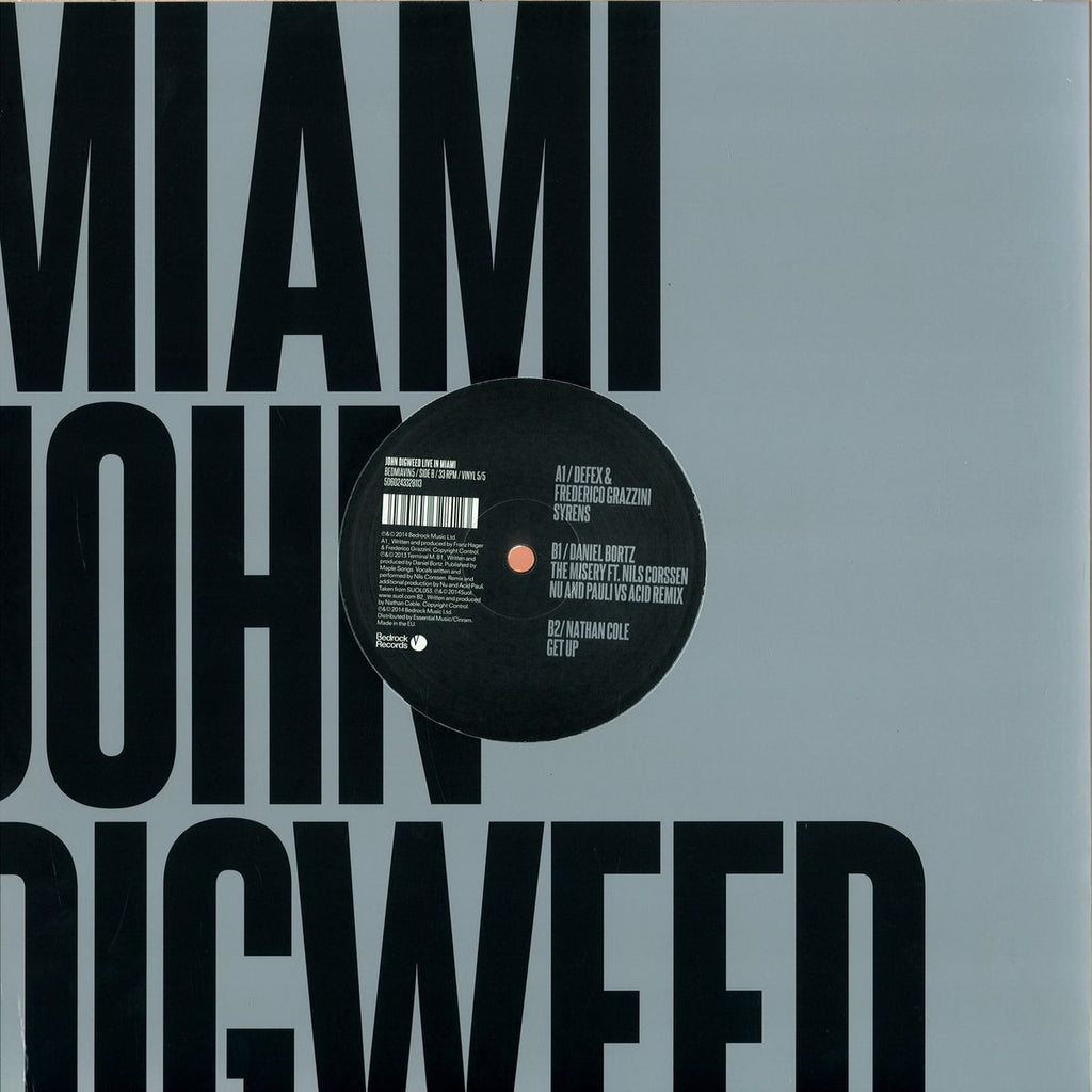 John Digweed - Live In Miami 5/5 - Ltd Bedrock Records BEDMIAVIN5