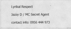 Jazzy D (3) / MC Secret Agent : Lyrikal Respect (12", W/Lbl)