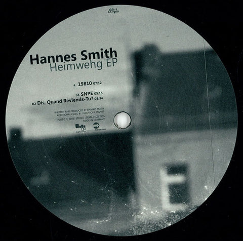 Hannes Smith ‎– Heimwehg EP 12" ProgCity Deep Trax ‎– PCDT17