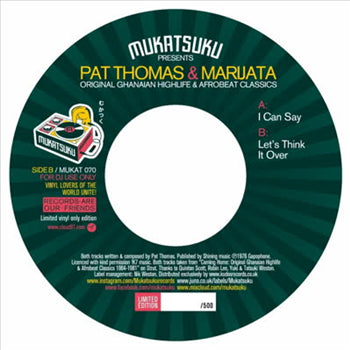 Pat Thomas (3) & Marijata – Original Ghanaian Highlife & Afrobeat Classics Mukatsuku Records – Mukat 070