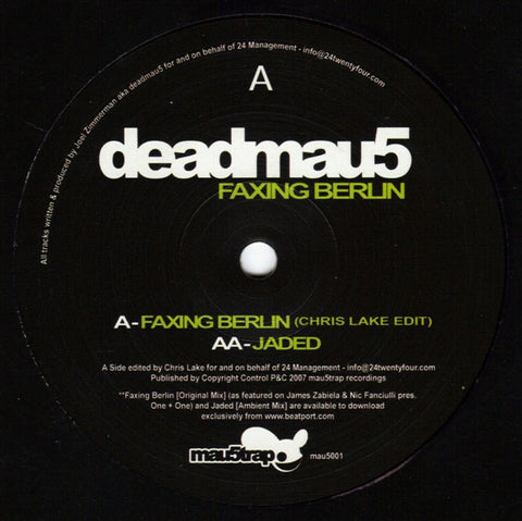 Deadmau5 ‎– Faxing Berlin / Jaded - Mau5trap Recordings ‎– mau5001
