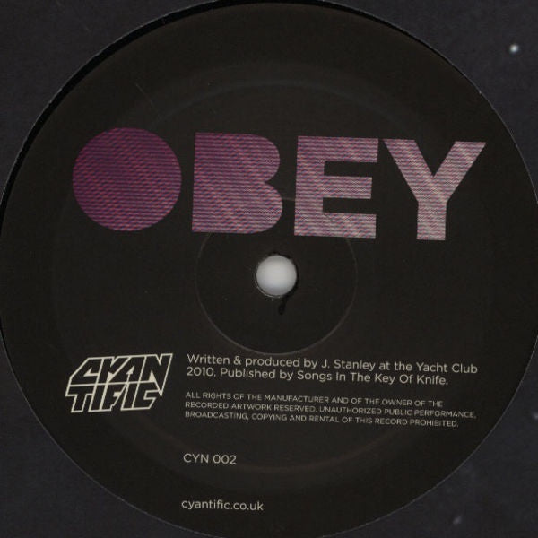 Cyantific - Obey / Bounce It 12" Cyantific Records CYN 002