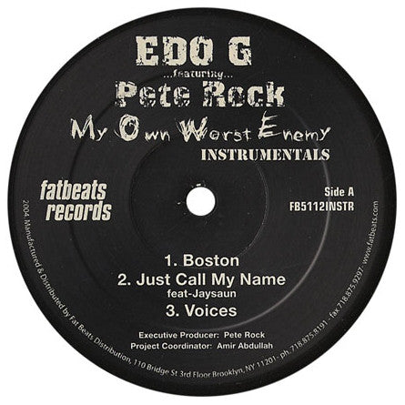 Edo G* Featuring Pete Rock ‎– My Own Worst Enemy (Instrumentals) 2x12" Fat Beats ‎– FB 5112INSTR