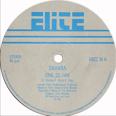 Sahara - Love So Fine 12" Elite DAZZ 38