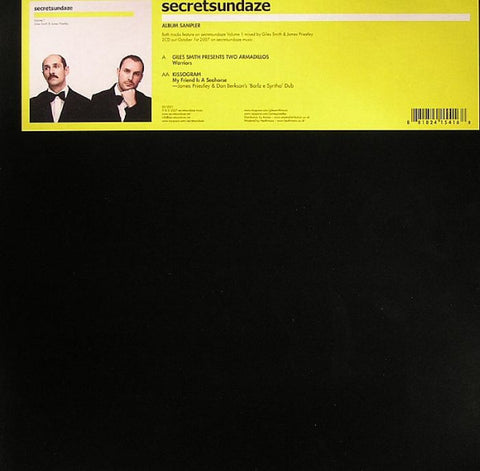 Giles Smith Presents Two Armadillos / Kissogram ‎– Secretsundaze Volume 1 Album Sampler 12" Secretsundaze ‎– SS12001