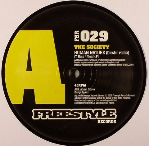 The Society - Human Nature 12" Freestyle Records FSR 029