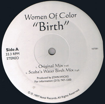 Women Of Color - Birth 12" Vestal Records VST001
