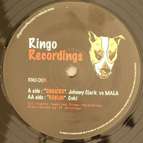 Johnny Clark vs Mala / Coki ‎– Sinners / Goblin  Ringo Records ‎– RNG 008