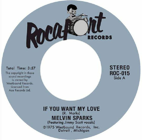 Melvin Sparks ‎– If You Want My Love / Get Down With The Get Down 7" Rocafort Records ‎– ROC 015