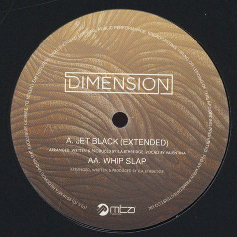 Dimension - Jet Black (Extended) / Whip Slap - More Than Alot Records ‎– MTA056