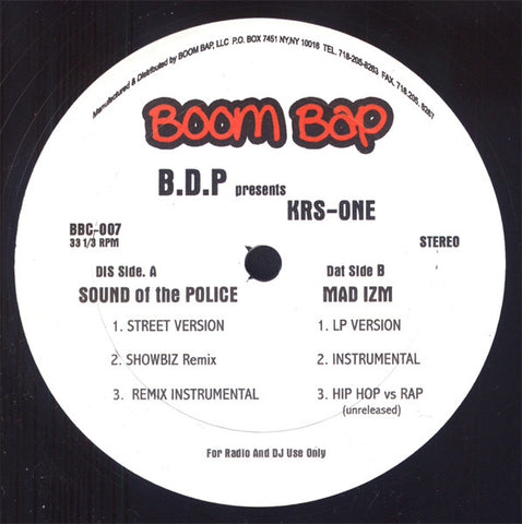 KRS-One / Channel Live ‎– Sound Of The Police / Mad Izm - Boom Bap ‎– BBC007