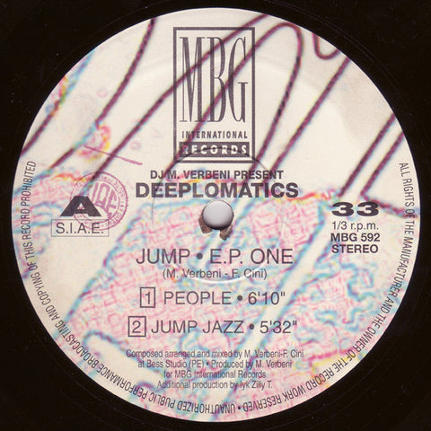 DJ M Verbeni Present Deeplomatics ‎– Jump EP One 12" MBG International Records ‎– MBG 592