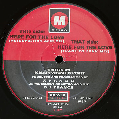 Metro LA ‎– Here For The Love - Bassex Records ‎– BASSEX 002