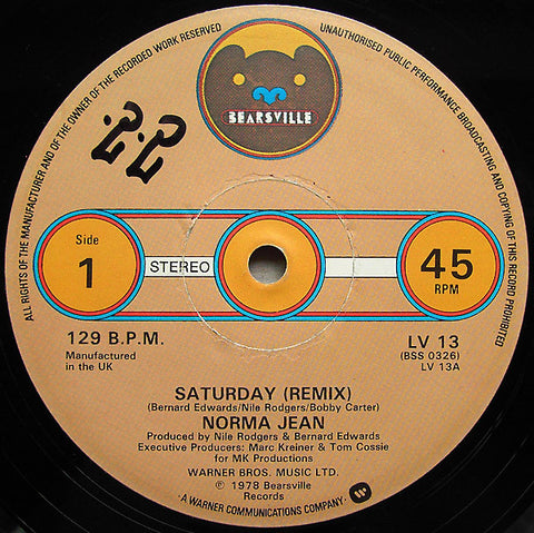 Norma Jean ‎– Saturday - Bearsville ‎– LV 13, LV13