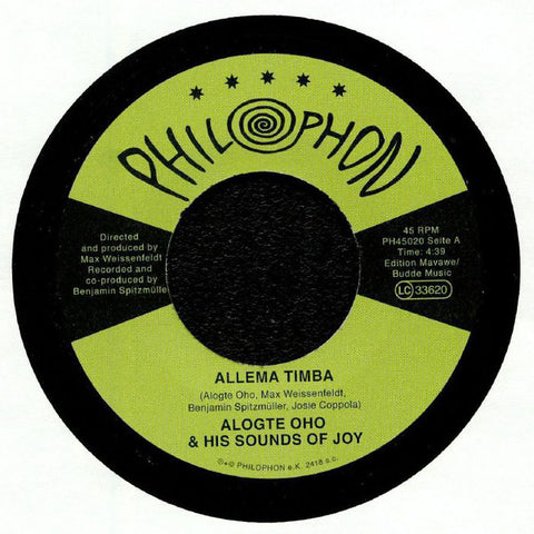 Alogte Oho & His Sounds of Joy ‎– Allema Timba - Philophon ‎– PH45020