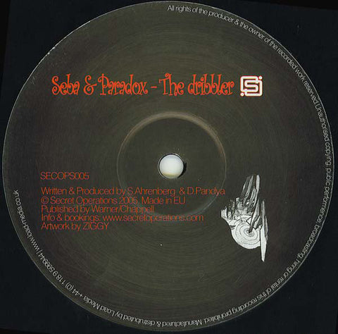 Seba & Paradox ‎– Remembrance / The Dribbler 12" Secret Operations ‎– SECOPS005