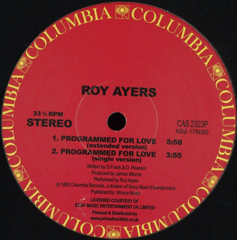 Roy Ayers ‎– Programmed For Love - Columbia ‎– CAS 2323P