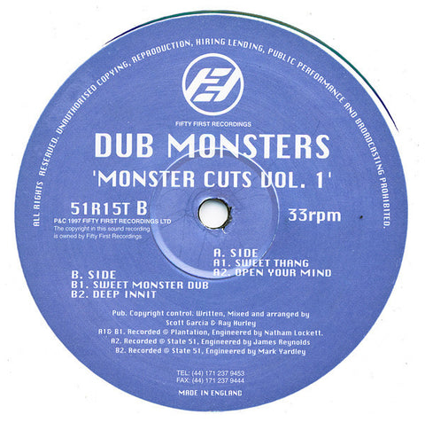 The Dub Monsters ‎– Monster Cuts Vol 1 12" Fifty First Recordings ‎– 51R15T