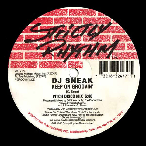 DJ Sneak - Keep On Groovin' 12" SR12477 Strictly Rhythm