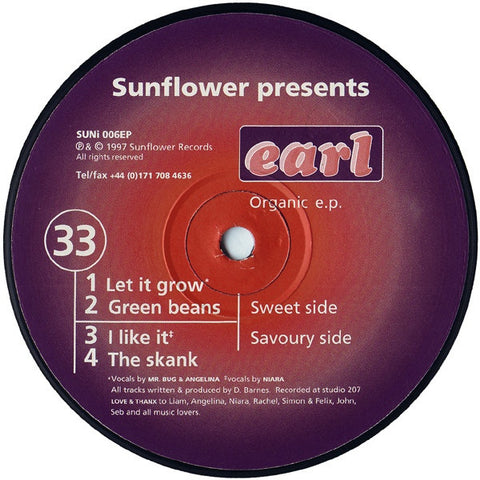 Earl - Organic EP 12" Sunflower Records SUNI 006EP