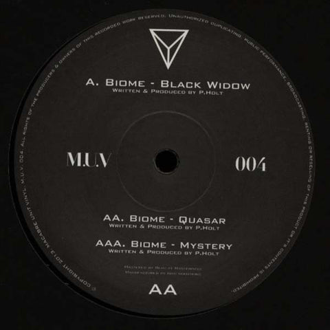 Biome ‎– Black Widow / Quasar / Mystery 12" Macabre Unit Recordings ‎– MUV 004