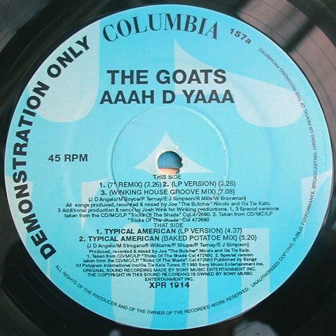 The Goats - AAAH D YAAA 12" Columbia XPR 1914