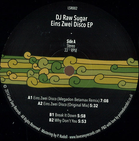 DJ Raw Sugar - Eins Zwei Disco EP 12" Love Sexy Records LSR002