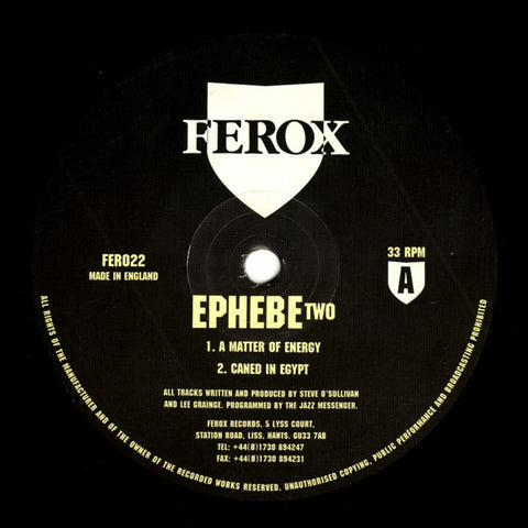 Ephebe - Two 12" FER022 Ferox Records