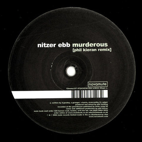 Nitzer Ebb ‎– Murderous / Control I'm Here - Novamute ‎– 12nomu127
